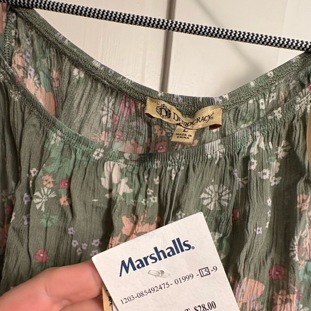 Democracy Green Floral Blouse
